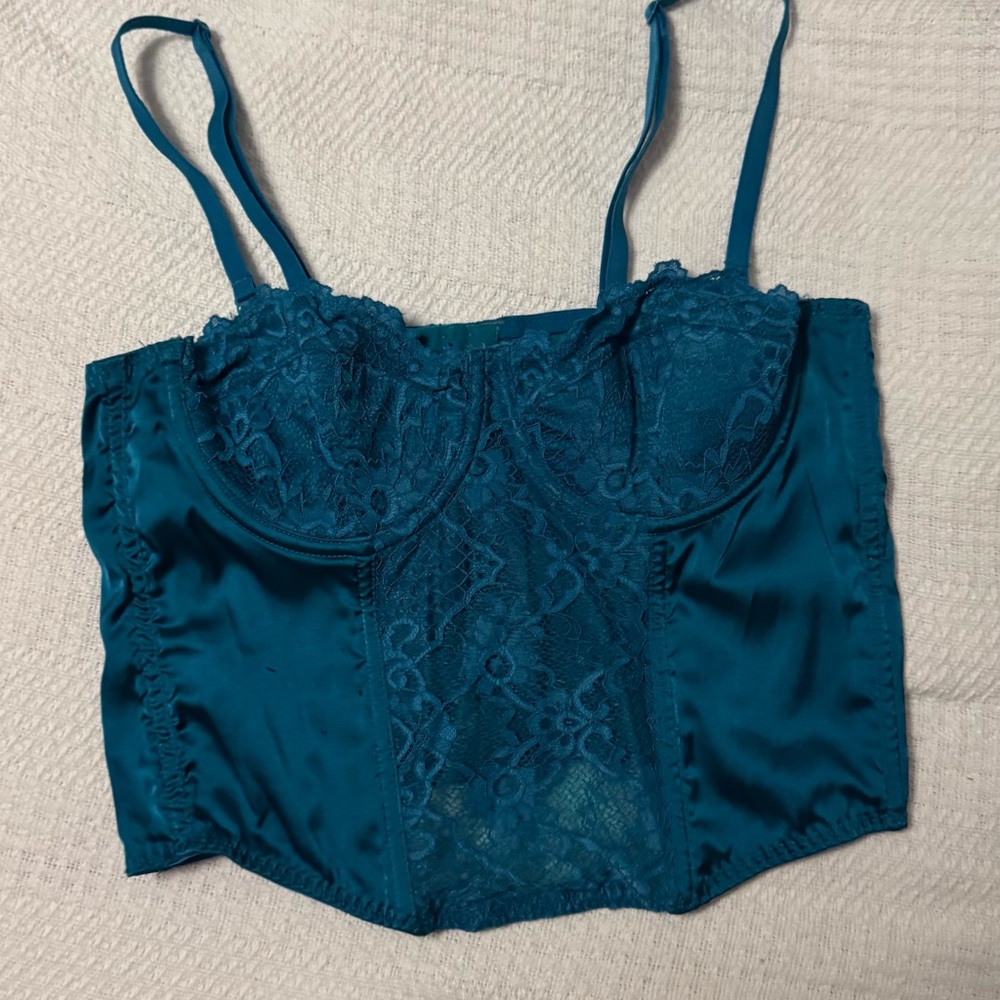 Elegant Teal Lace Corset